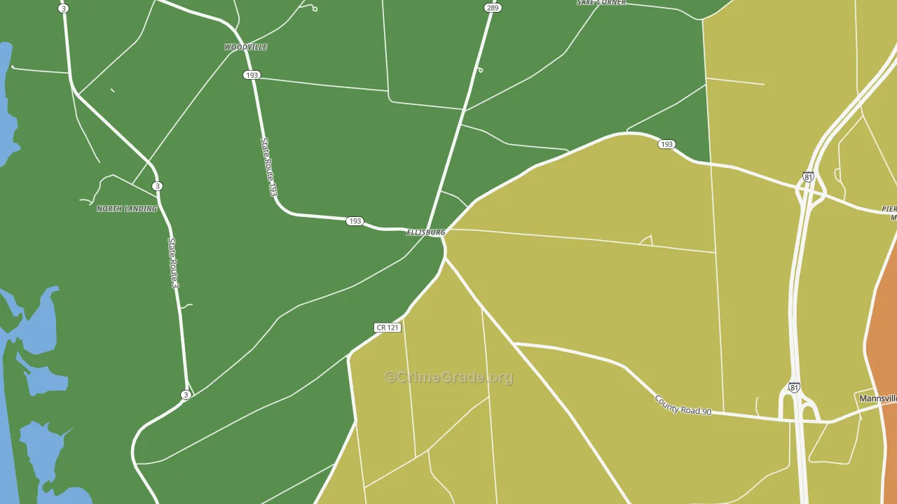 Ellisburg, NY Map of Burglary Rates