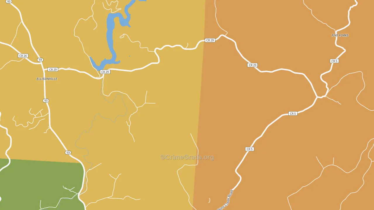 Ellisonville, OH Map of Burglary Rates