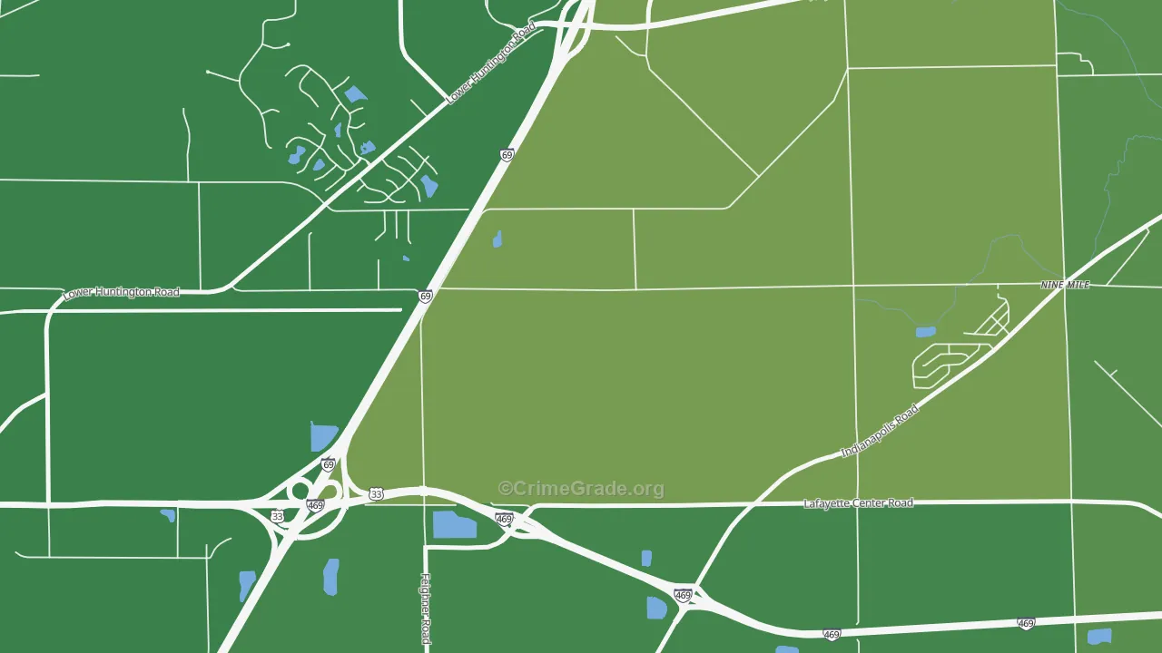 Ellisville, IN Map of Burglary Rates