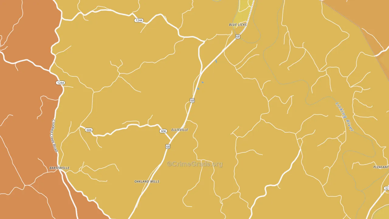 Ellisville, KY Map of Burglary Rates