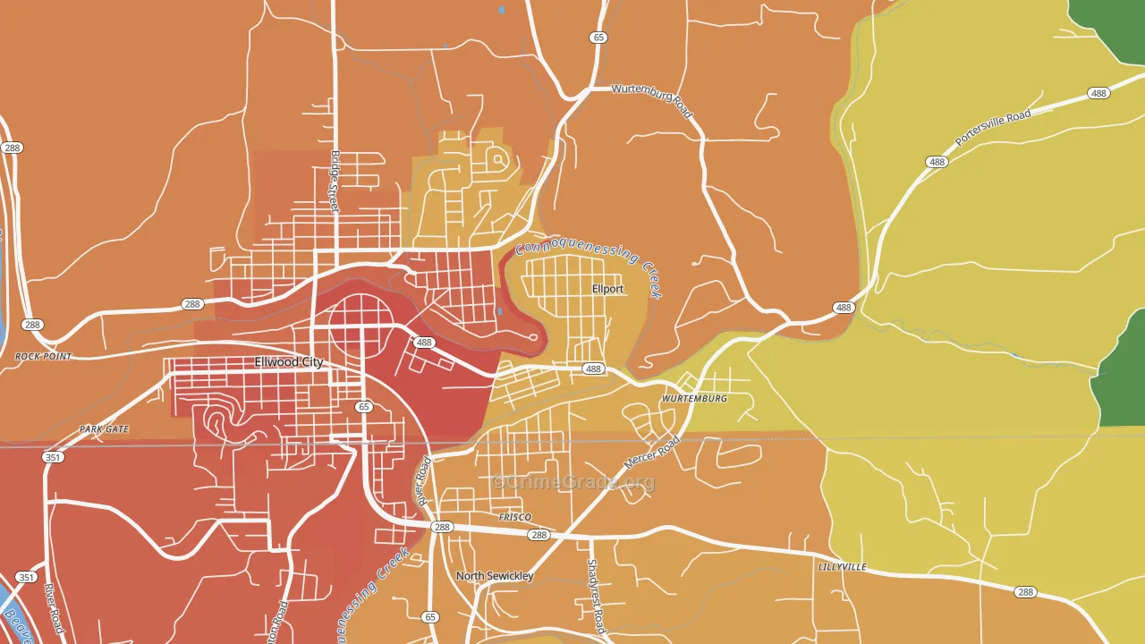 Ellport, PA Map of Burglary Rates