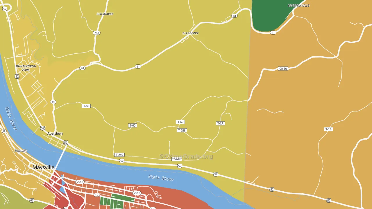 Ellsberry, OH Map of Burglary Rates