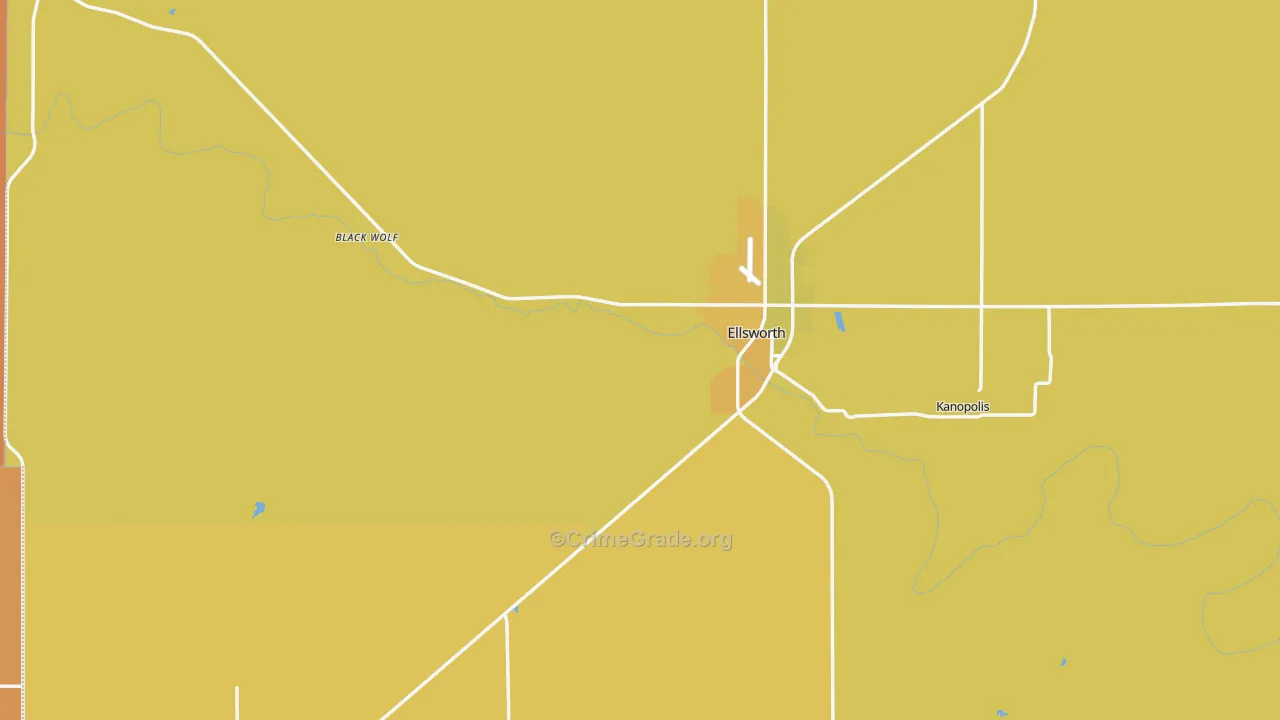 Ellsworth County, KS Map of Burglary Rates