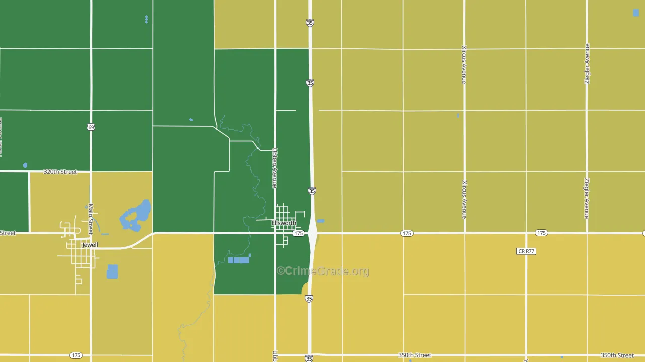 Ellsworth, IA Map of Burglary Rates