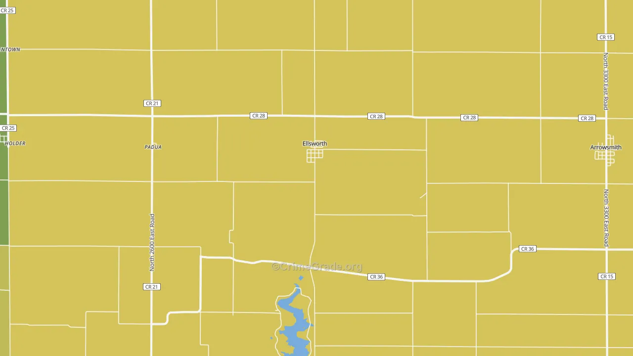 Ellsworth, IL Map of Burglary Rates