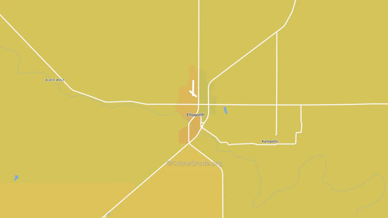Ellsworth, KS Map of Burglary Rates