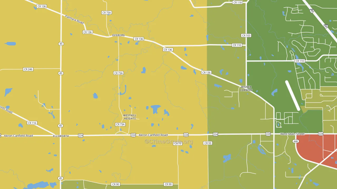 Ellsworth, OH Map of Burglary Rates