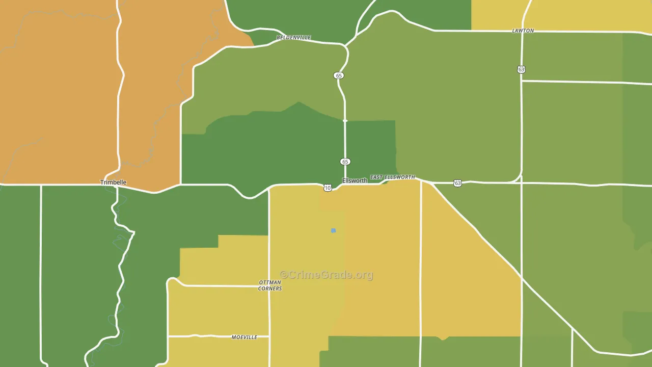 Ellsworth, WI Map of Burglary Rates