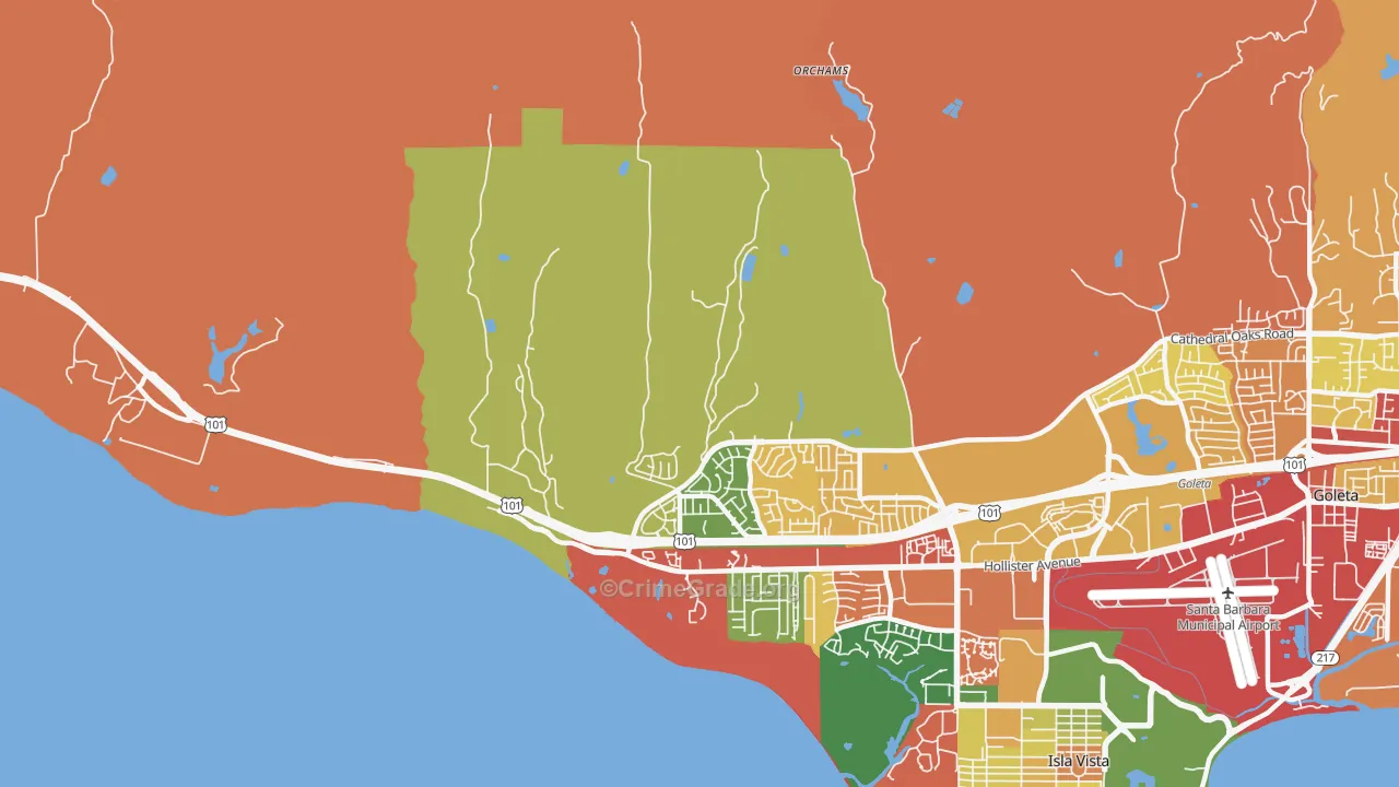 Ellwood, CA Map of Burglary Rates