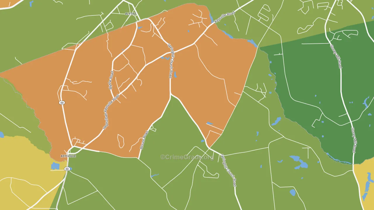 Ellwood, GA Map of Burglary Rates