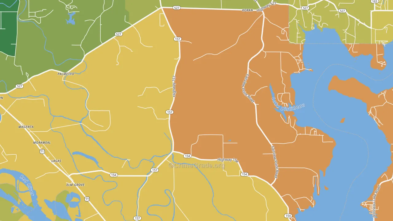 Elm Grove, LA Map of Burglary Rates