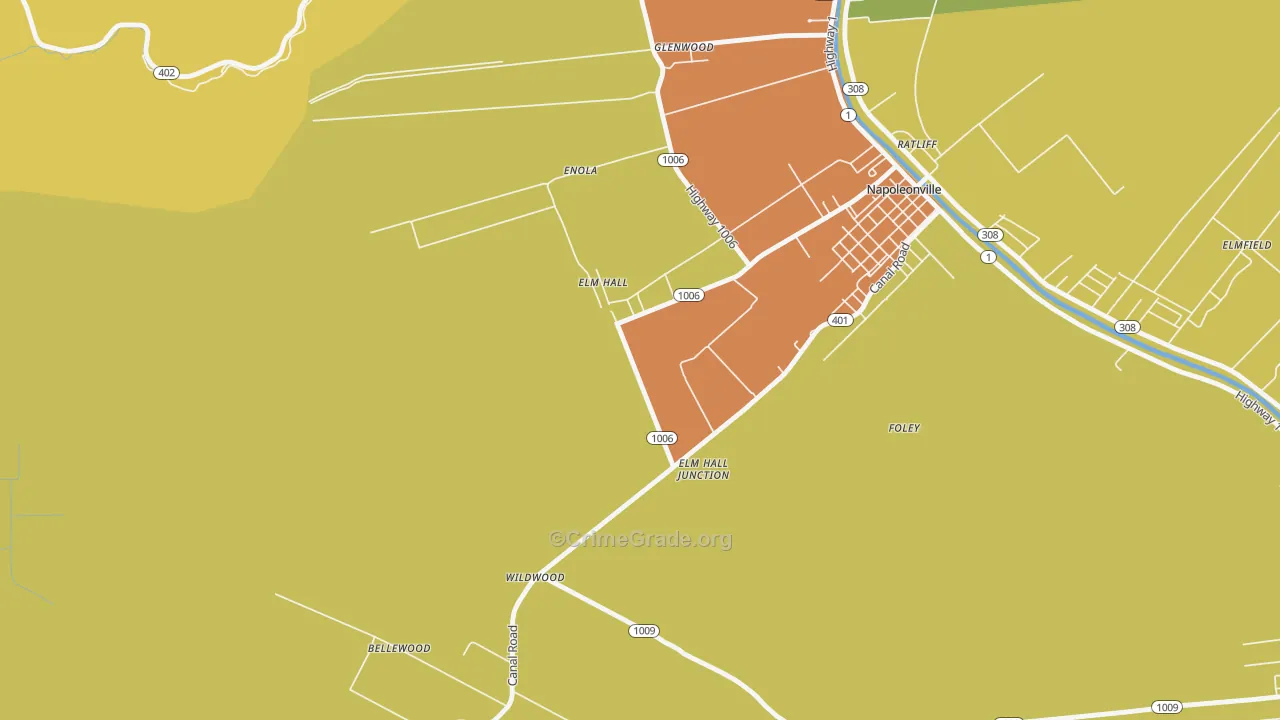 Elm Hall, LA Map of Burglary Rates