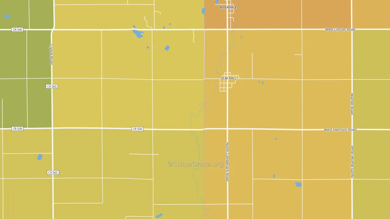 Elm Hall, MI Map of Burglary Rates