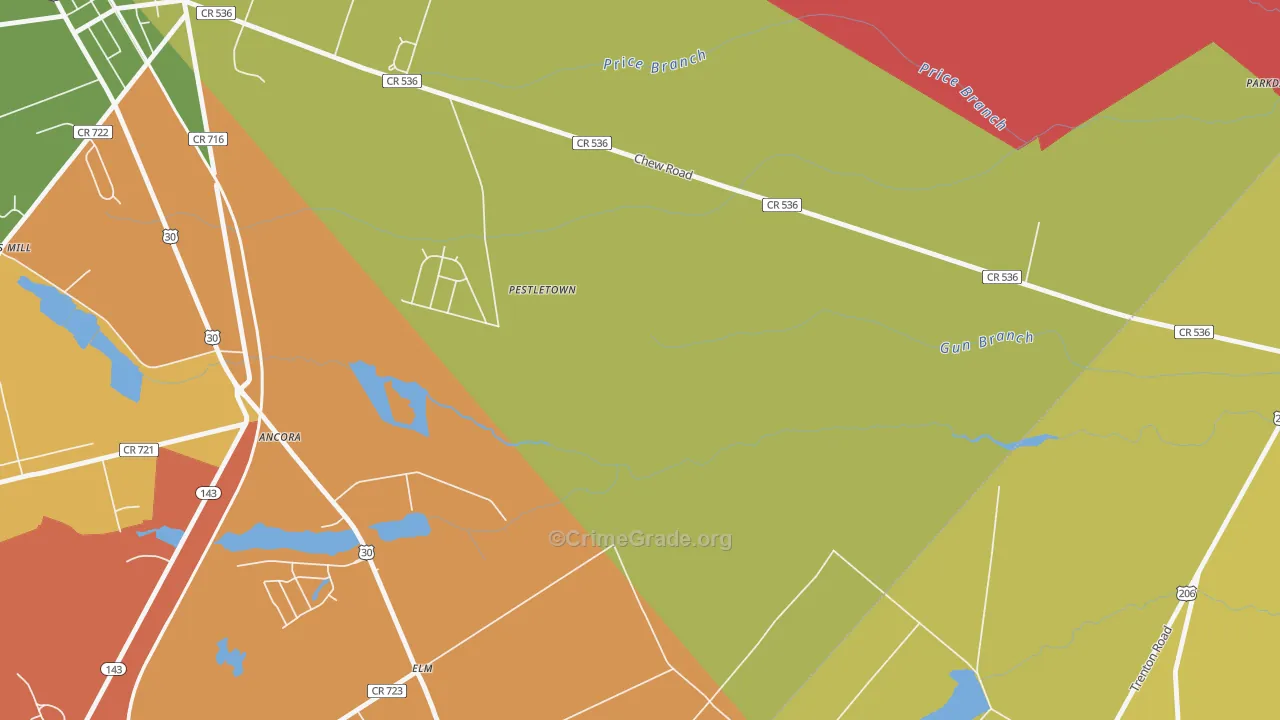 Elm, NJ Map of Burglary Rates