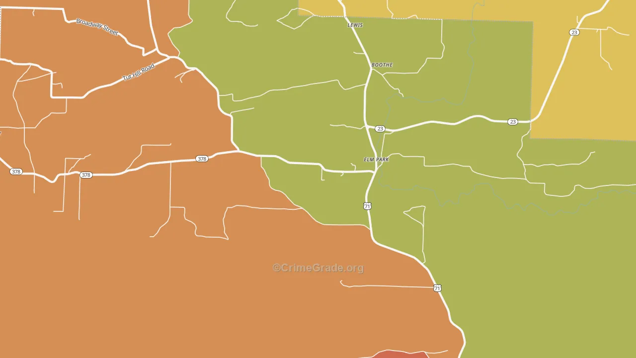 Elm Park, AR Map of Burglary Rates