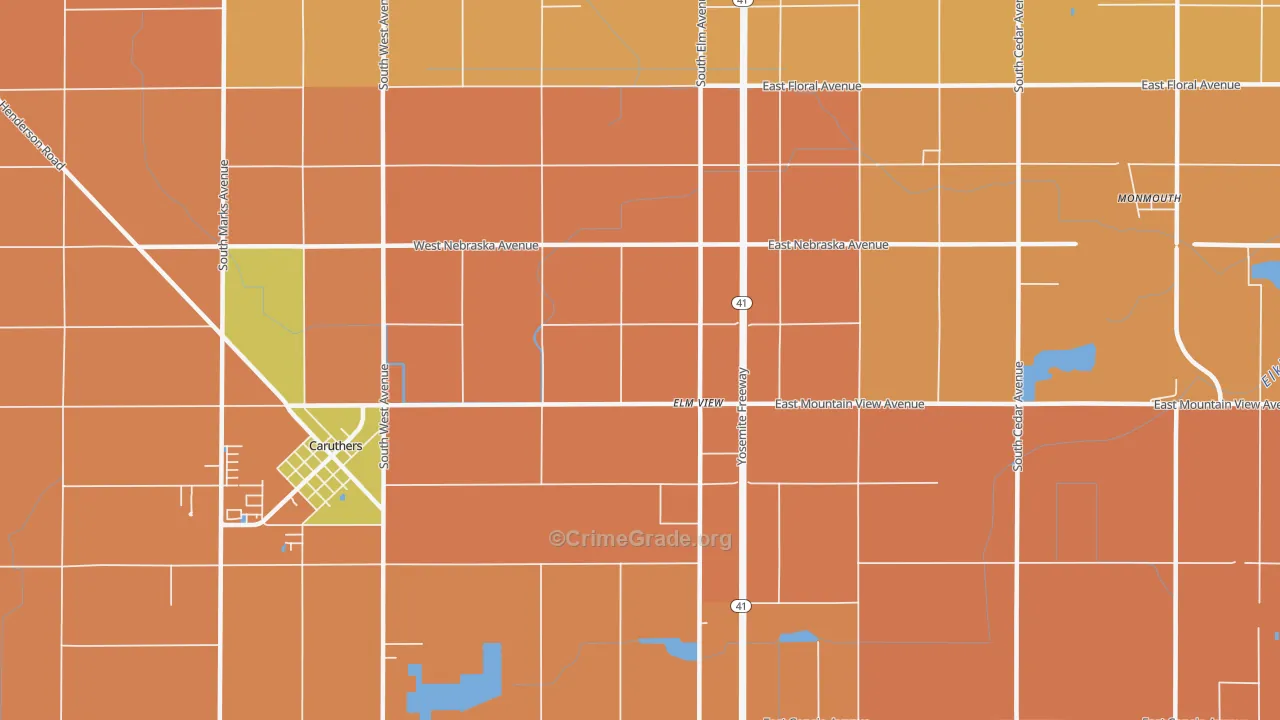 Elm View, CA Map of Burglary Rates