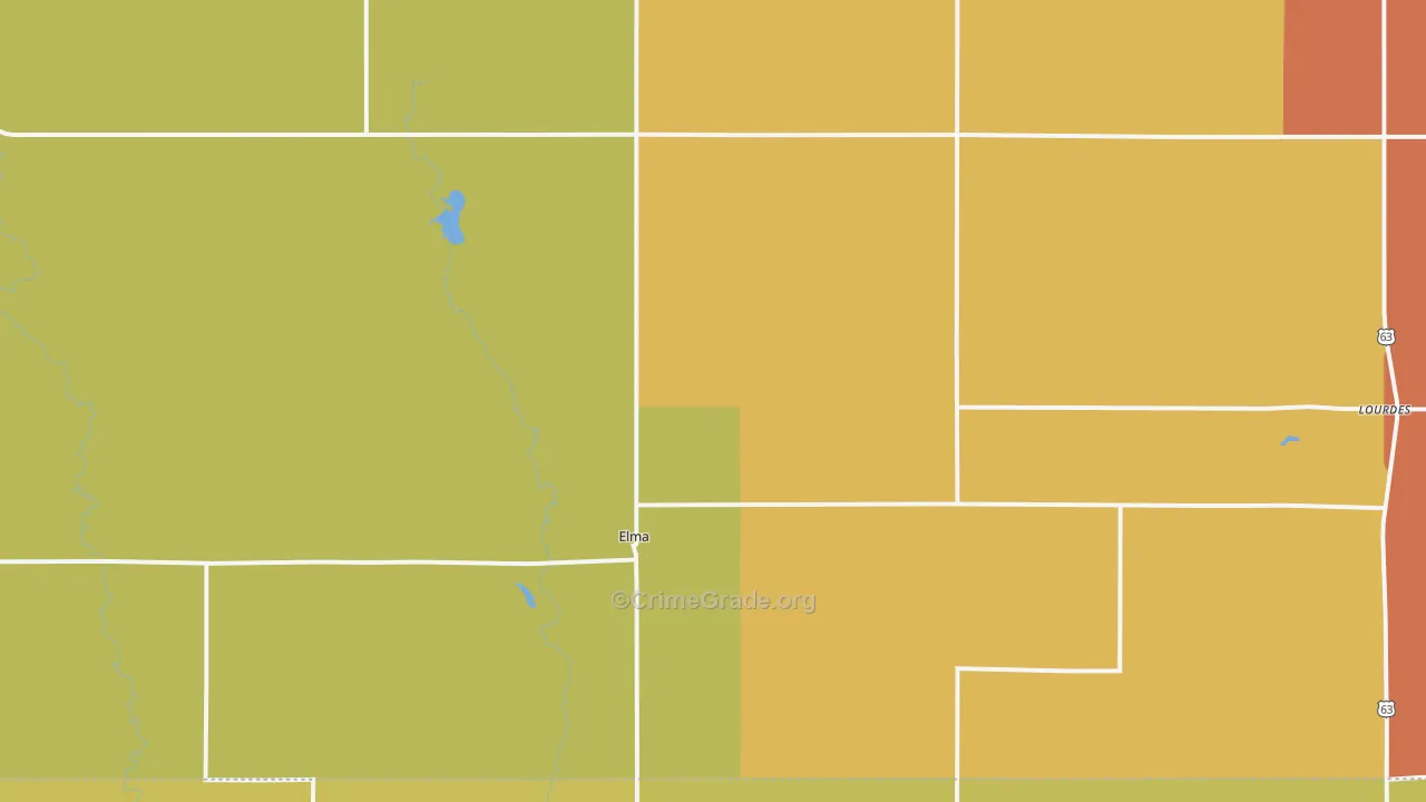 Elma, IA Map of Burglary Rates