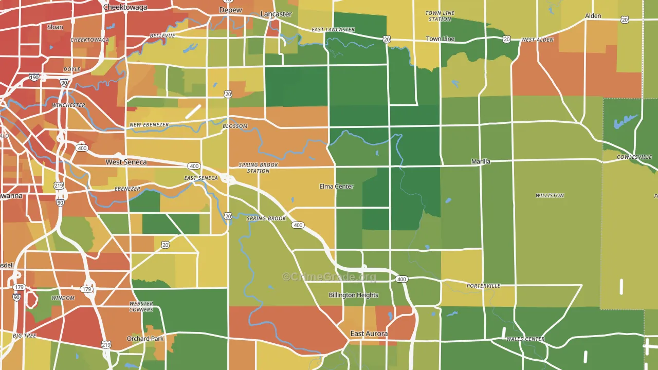 Elma, NY Map of Burglary Rates