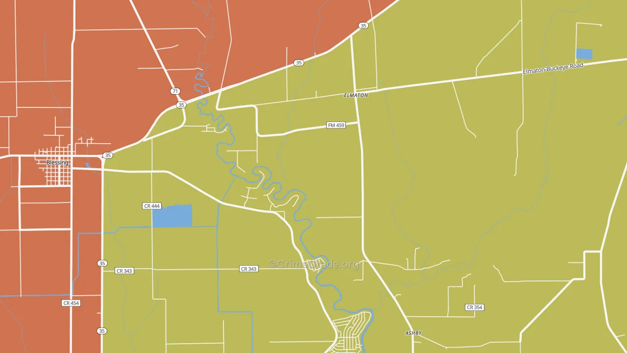 Elmaton, TX Map of Burglary Rates