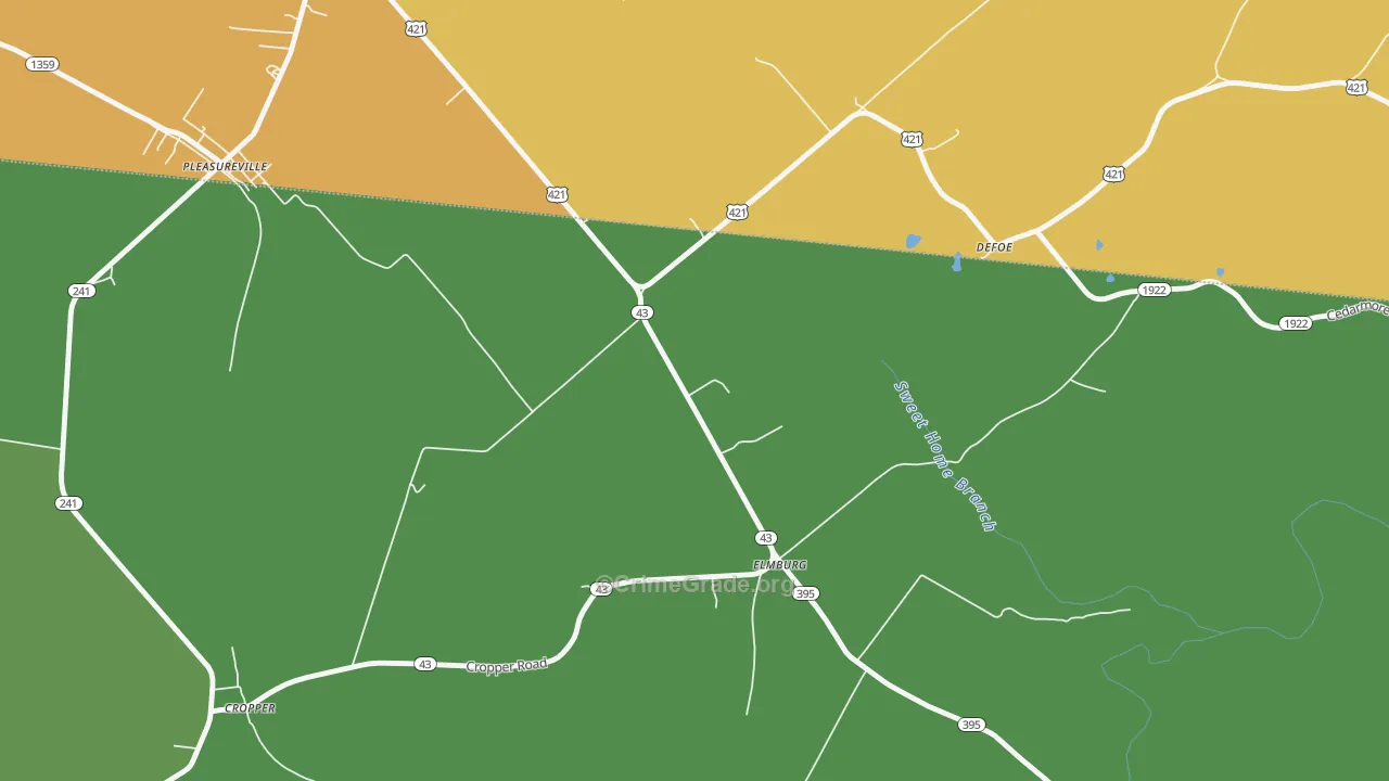 Elmburg, KY Map of Burglary Rates