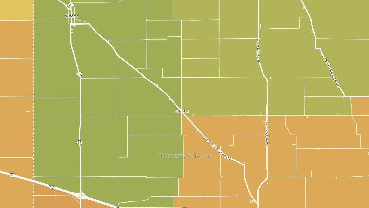 Elmdale, IN Map of Burglary Rates