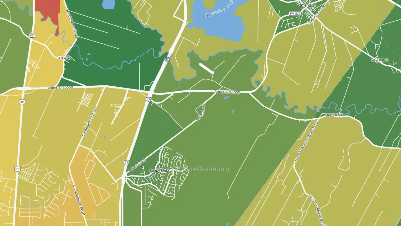 Elmendorf, TX Map of Burglary Rates