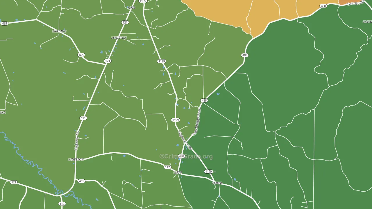 Elmer, LA Map of Burglary Rates