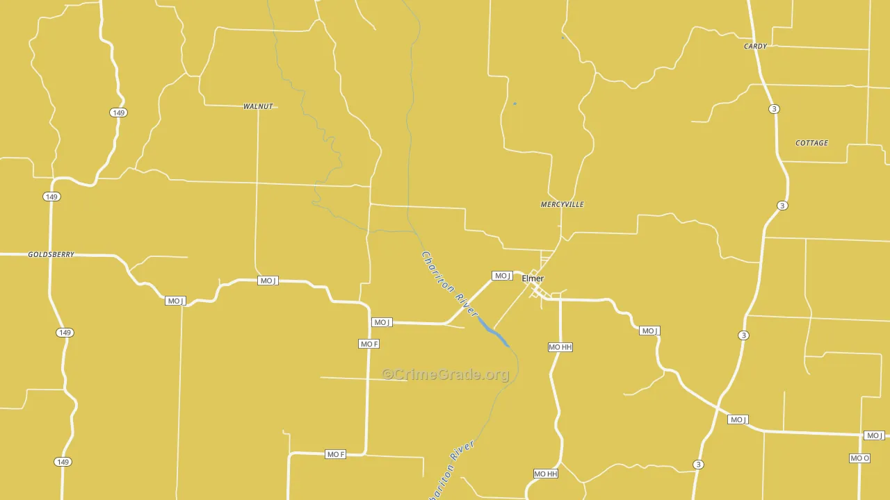 Elmer, MO Map of Burglary Rates