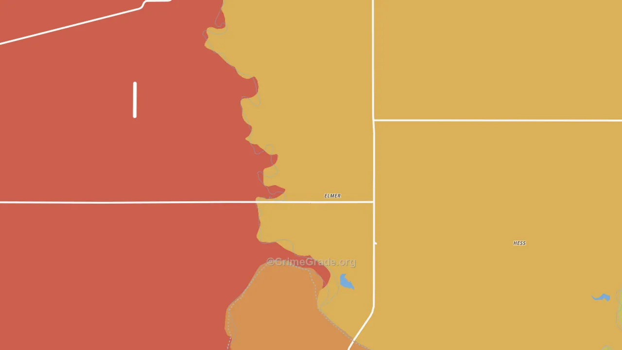 Elmer, OK Map of Burglary Rates