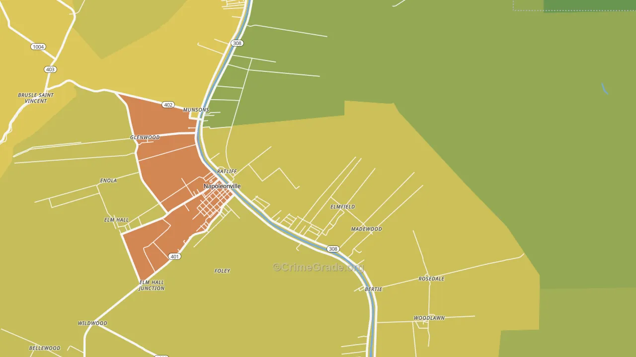 Elmfield, LA Map of Burglary Rates