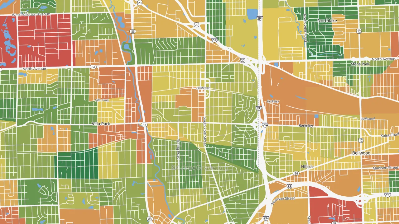 Elmhurst, IL Map of Burglary Rates