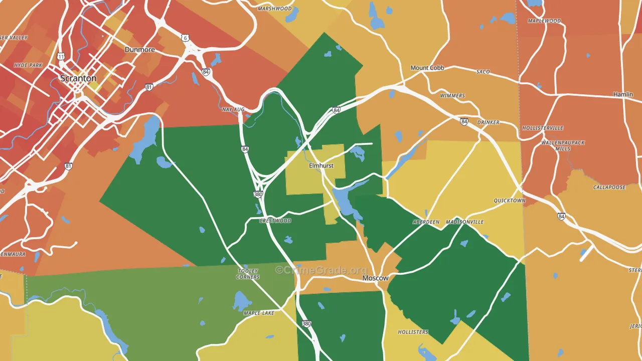 Elmhurst, PA Map of Burglary Rates