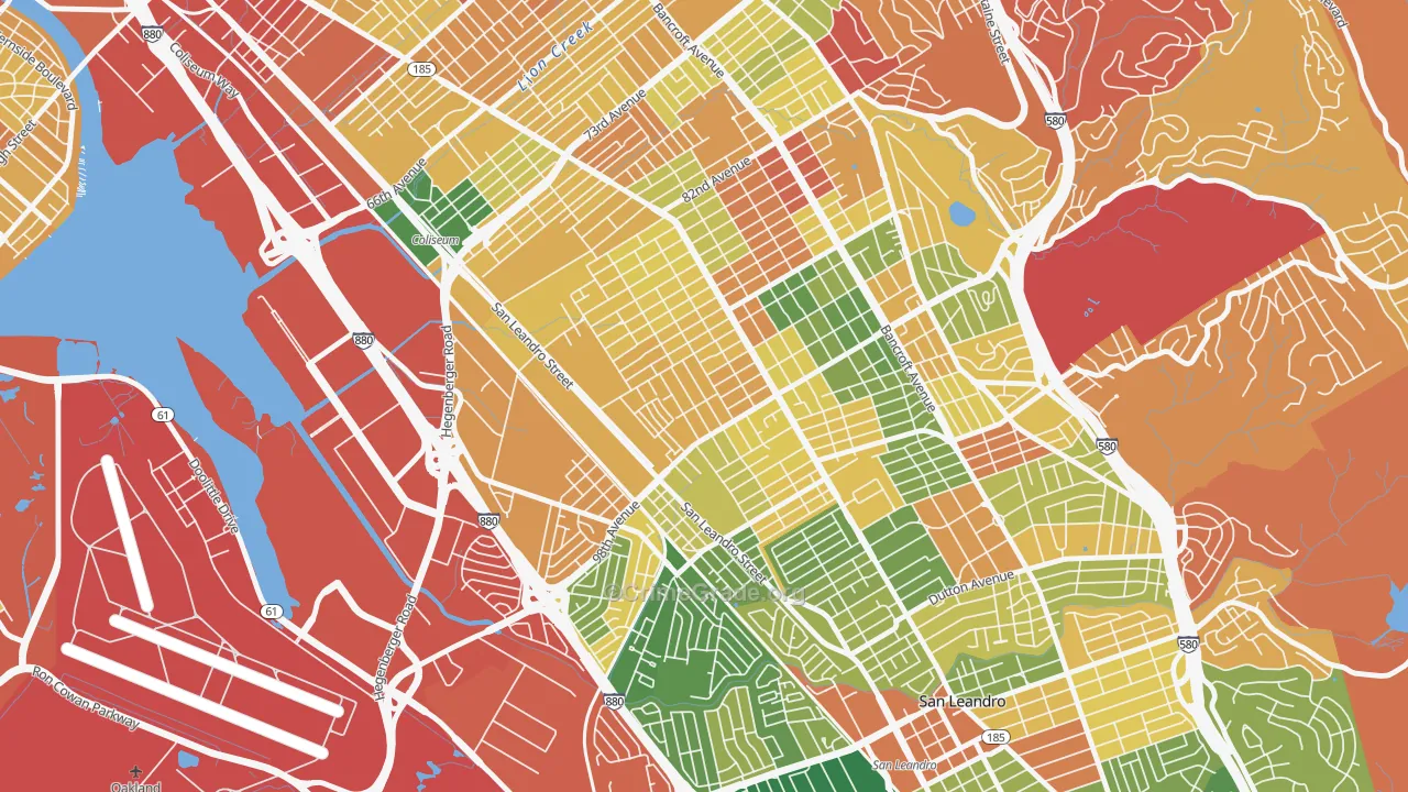 Elmhurst Park, Oakland, CA Map of Burglary Rates