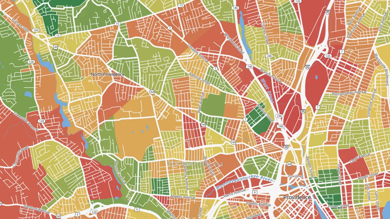Elmhurst, Providence, RI Map of Burglary Rates