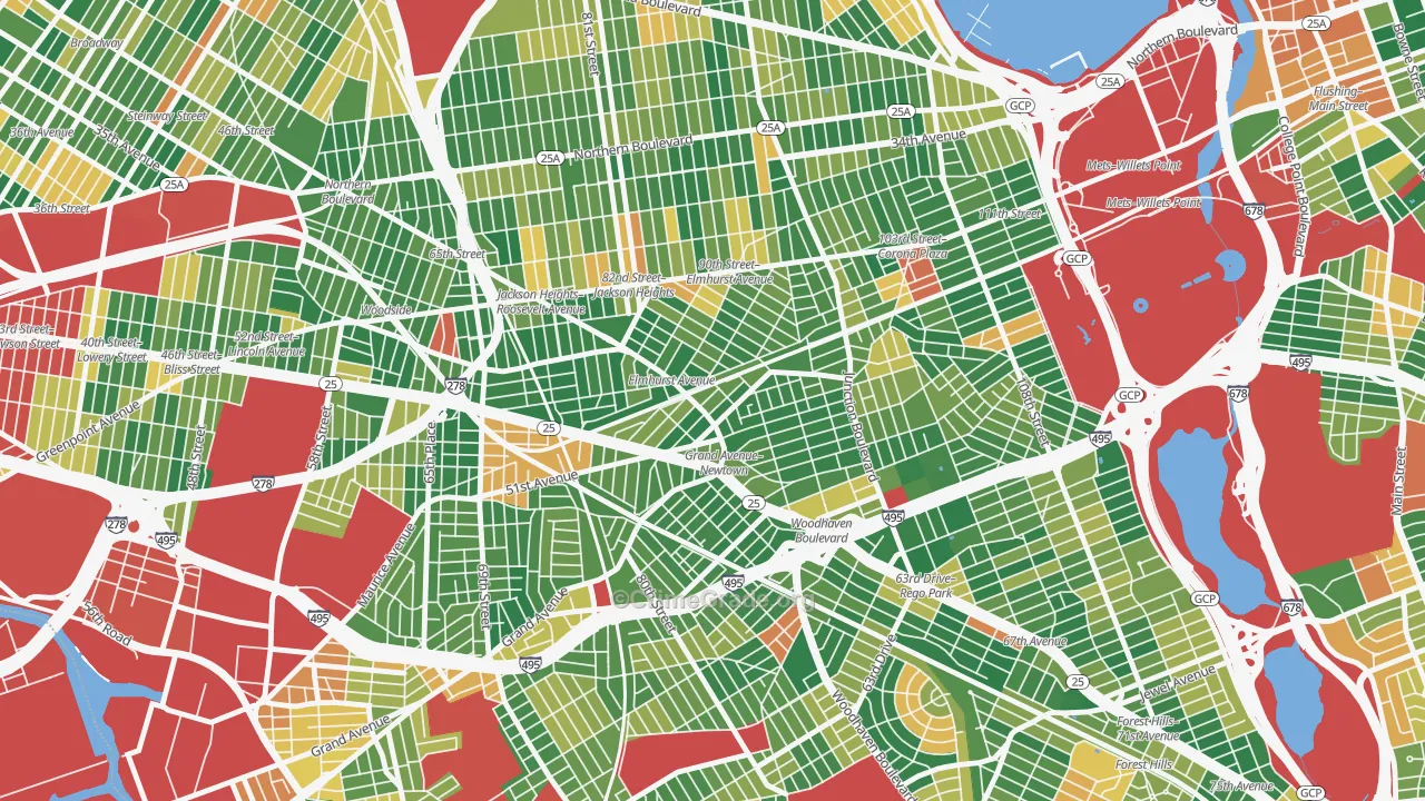 Elmhurst, Queens, NY Map of Burglary Rates