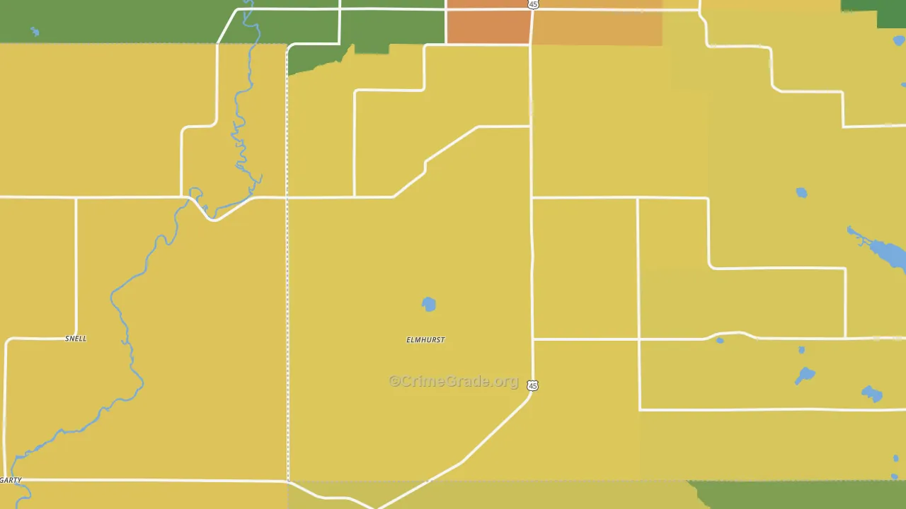 Elmhurst, WI Map of Burglary Rates