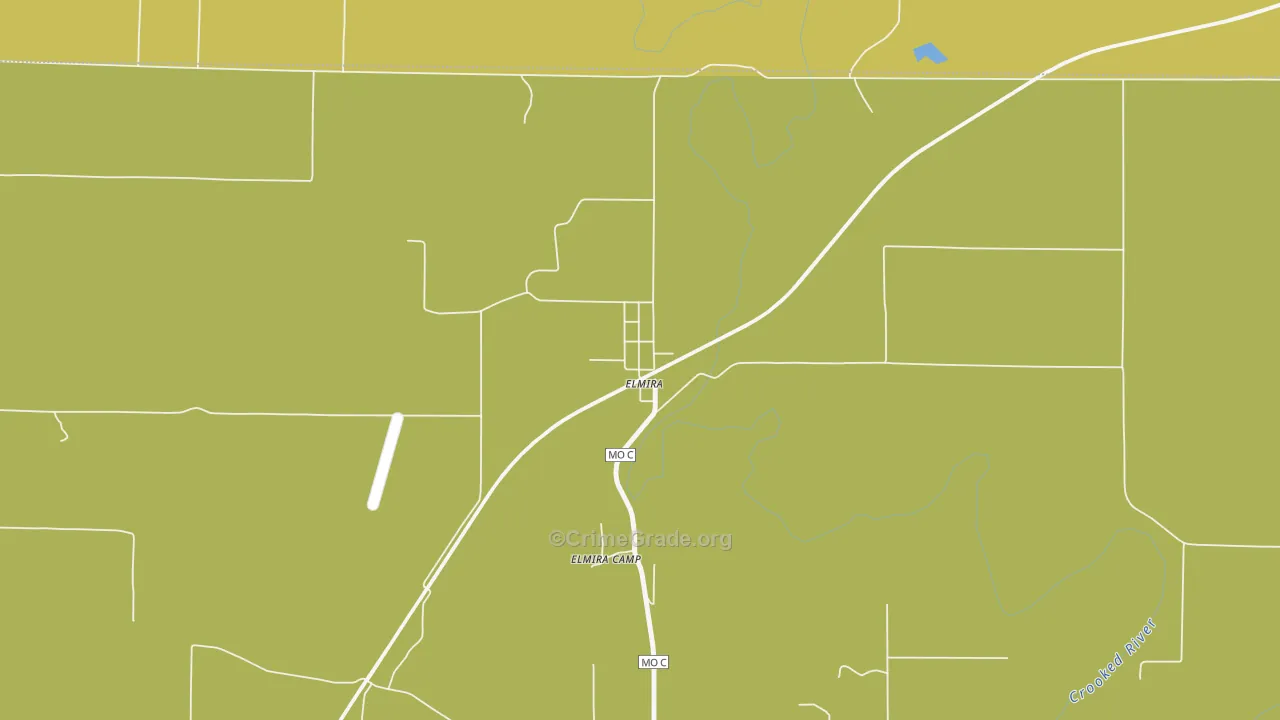 Elmira, MO Map of Burglary Rates