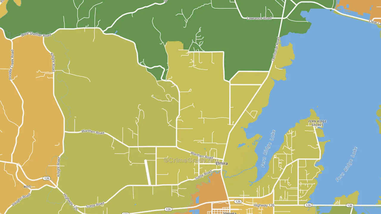 Elmira, OR Map of Burglary Rates