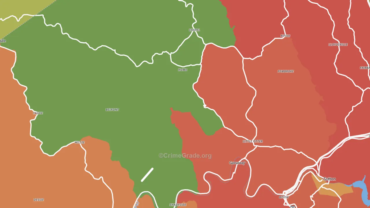 Elmira, WV Map of Burglary Rates