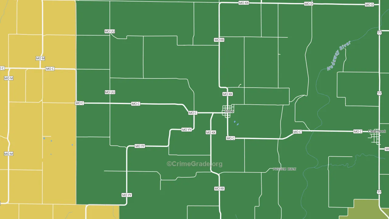 Elmo, MO Map of Burglary Rates