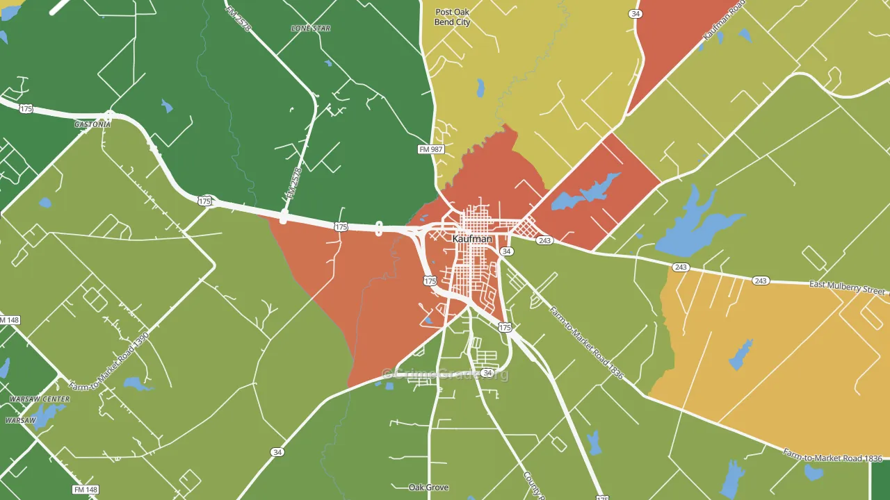 Elmo, TX Map of Burglary Rates