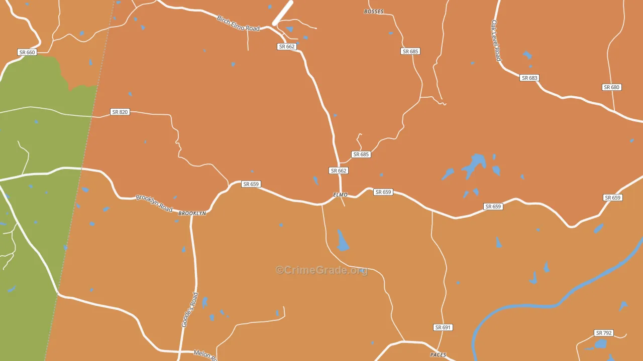 Elmo, VA Map of Burglary Rates