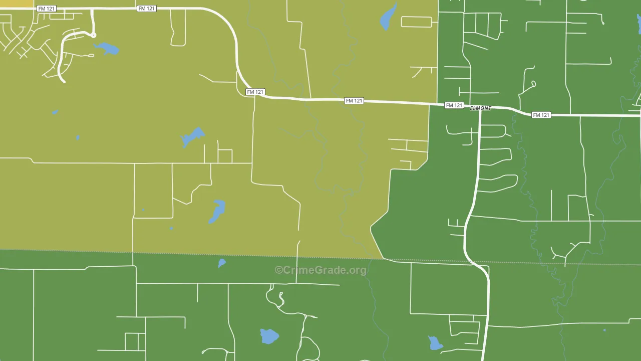 Elmont, TX Map of Burglary Rates