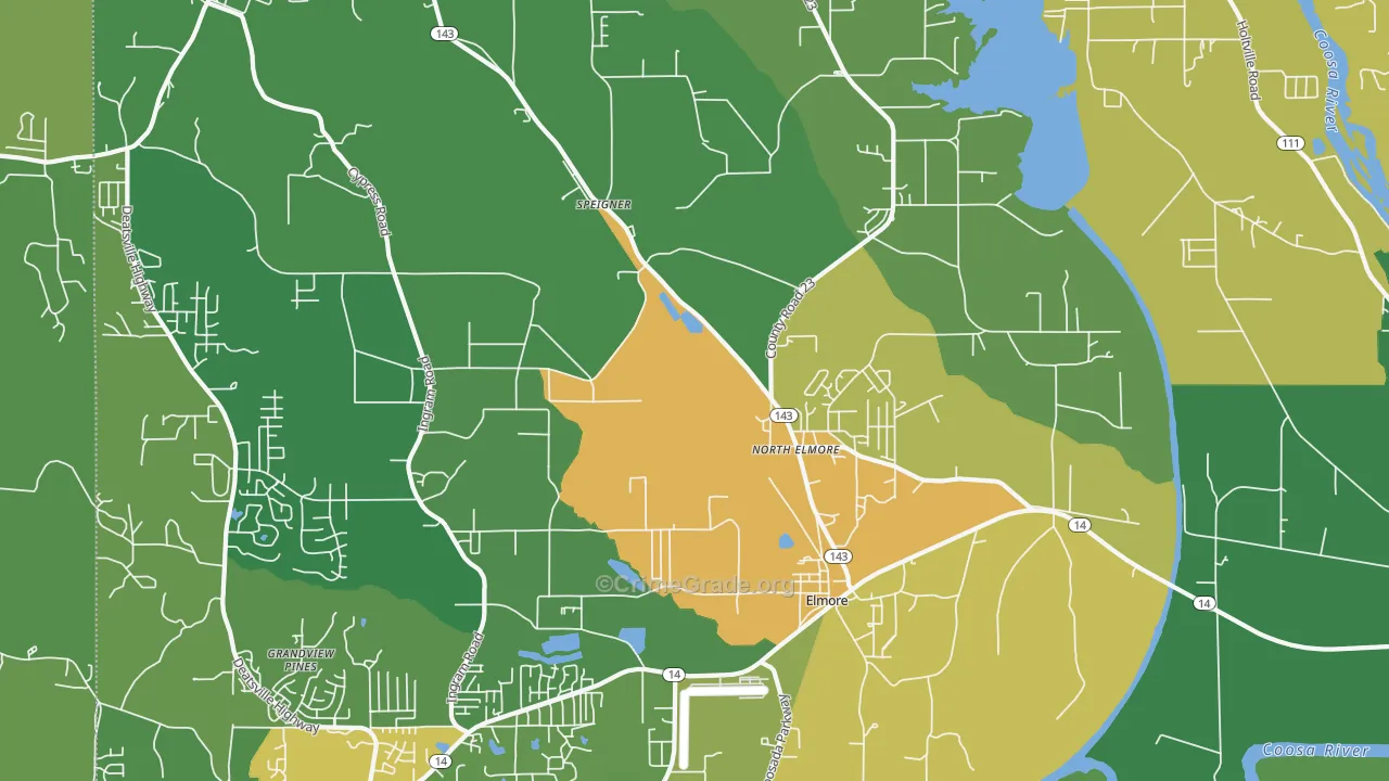 Elmore, AL Map of Burglary Rates