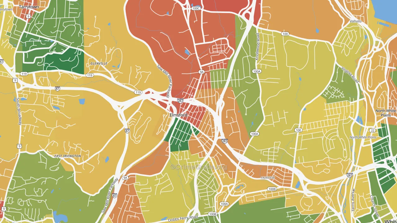 Elmsford, NY Map of Burglary Rates