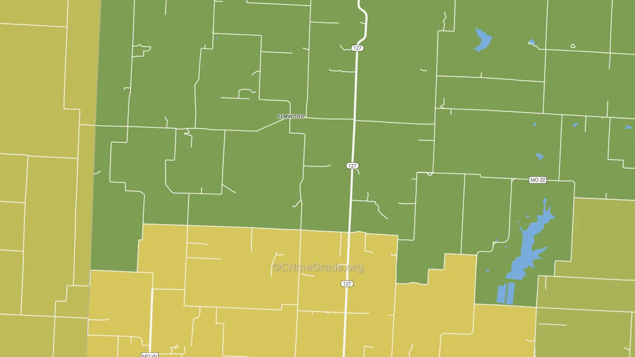 Elmwood, MO Map of Burglary Rates