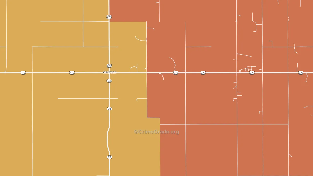 Elmwood, OK Map of Burglary Rates