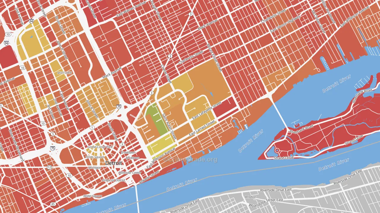Elmwood Park, Detroit, MI Map of Burglary Rates
