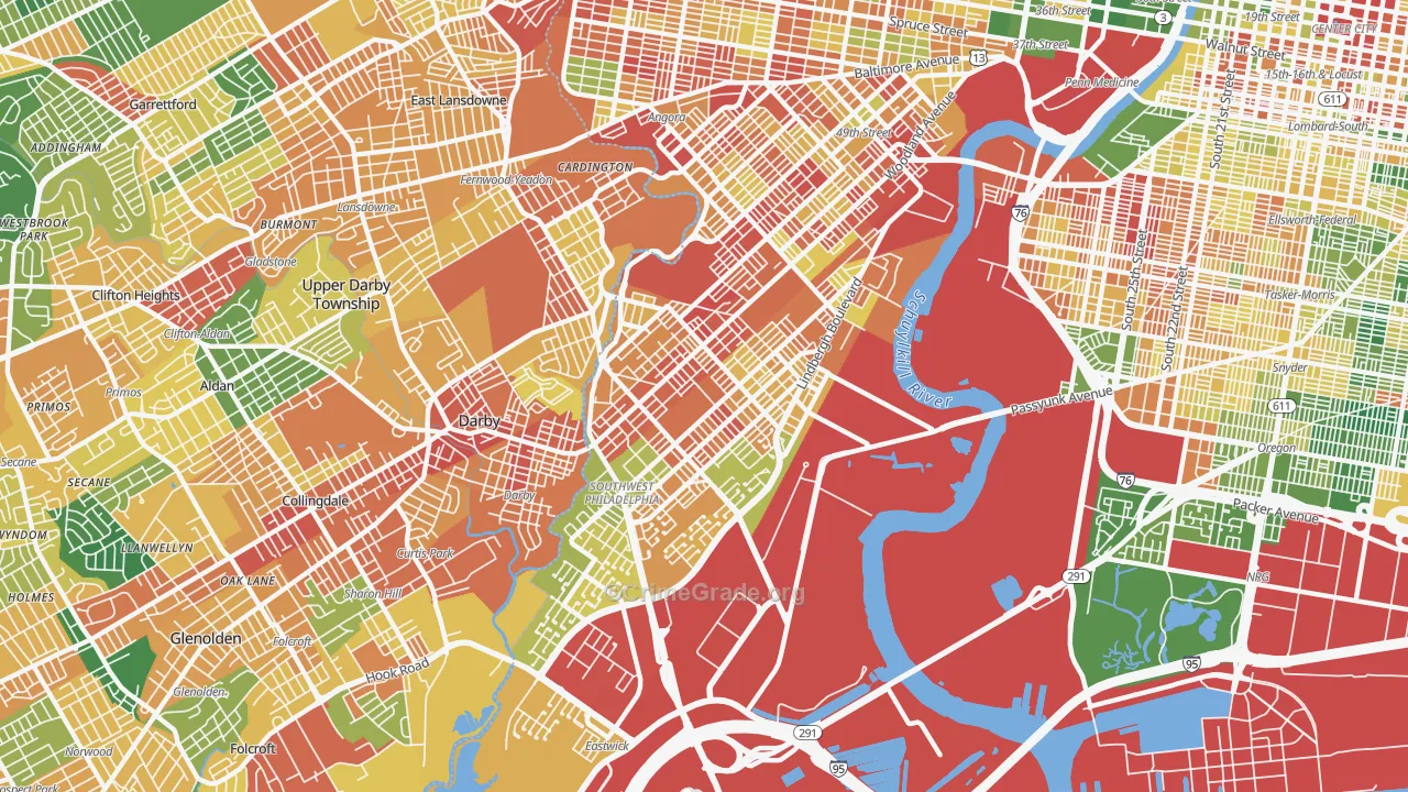 Elmwood, Philadelphia, PA Map of Burglary Rates