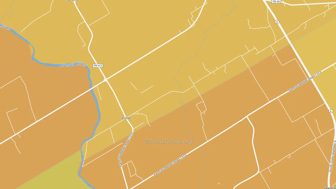 Eloise, TX Map of Burglary Rates